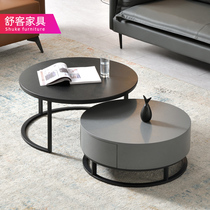 Italian rock board coffee table Light luxury size apartment Nordic living room creative storage Modern simple round tea table