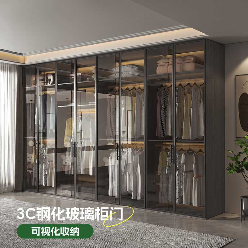 Foshan Xinju Island 3C Explosion-Proof Fully Tempered Glass Door Wardrobe for Home Bedroom Walk-In Closet Large Wardrobe Light Luxury Cabinet Foshan Xinju Island 3C Explosion-Proof Fully Tempered Glass Door Wardrobe for Home Bedroom Walk-In Closet Large Wardrobe Light Luxury Cabinet