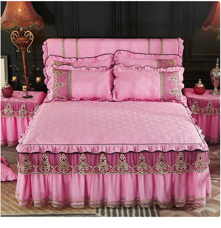 Phong cách châu Âu chăn bông cotton váy dày giường đơn mảnh ren váy váy 1,8m bảo vệ trượt ấm drap giường có viền