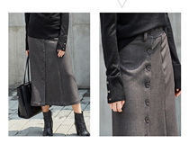 Long-legged artifact wit breasted skirt winter handsome fashion Medium-length dress 11737827