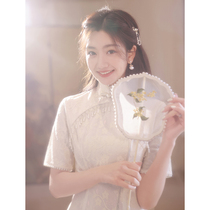 White lace banner in 2022 new summer young models improved young girls short - term small dress is thin