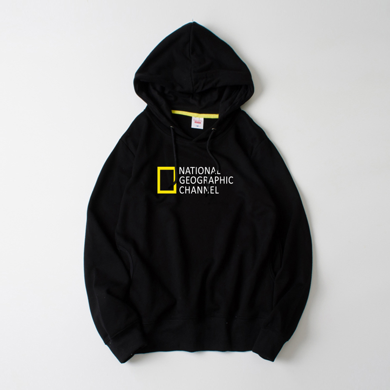 Discovery Channel National Geographic Merchandise Hoodie Pullover Loose Fit Unisex Couple Sportswear for Spring, Autumn, and Winter