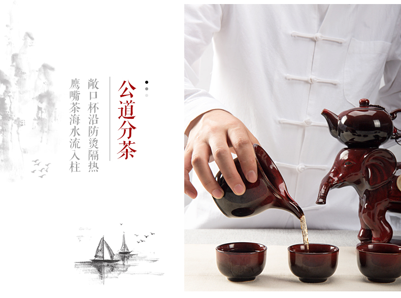 Jane is qualitative variable semi - automatic teapot lazy elephants creative shell of a complete set of hot ceramic kung fu tea set