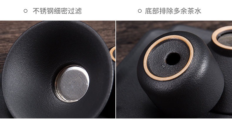 Japanese kung fu tea set of black suit small set of home sitting room is contracted teapot teacup tureen tea tea set