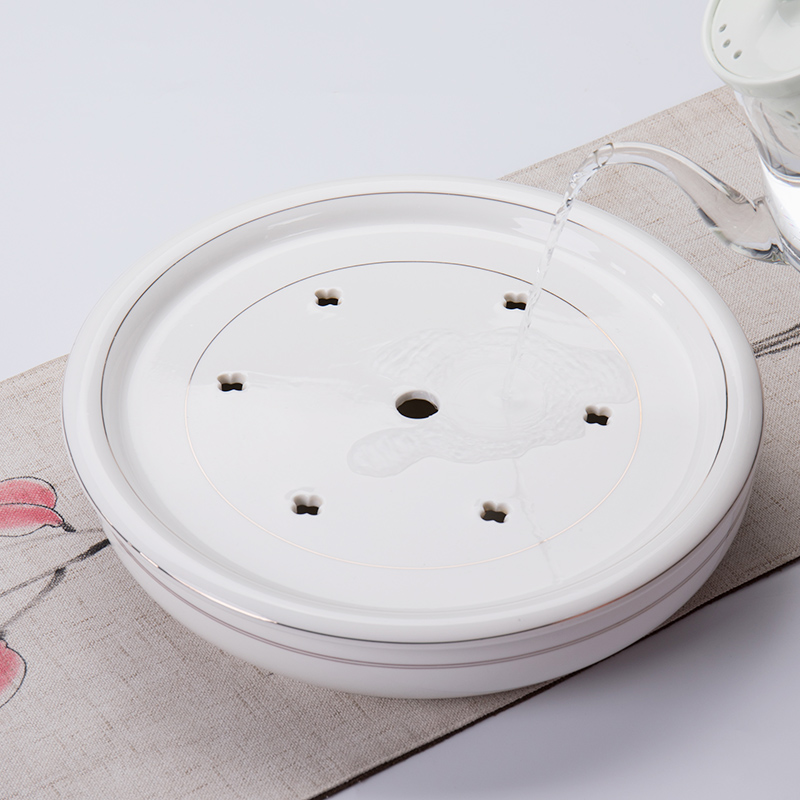 Jane quality household ceramic tea set round tea tray was simple kung fu tea small suit water dry mercifully consolidation