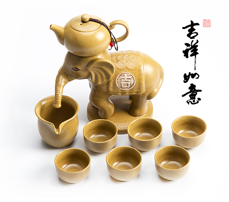 Jane is qualitative variable semi - automatic teapot lazy elephants creative shell of a complete set of hot ceramic kung fu tea set