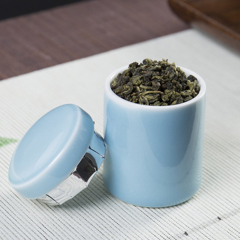 Portable travel storage tanks with ceramic green tea packaging mini small celadon caddy fixings tea accessories