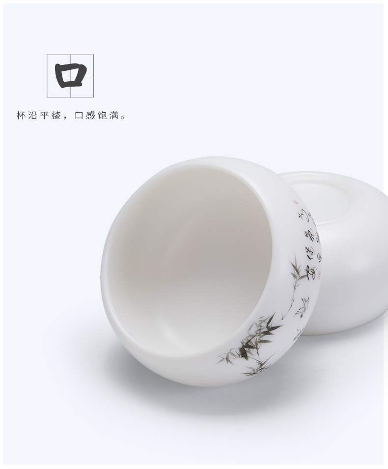 Jane qualitative dehua white porcelain ceramic cups single cup a single small cups of household ceramic cup kongfu master pure manual