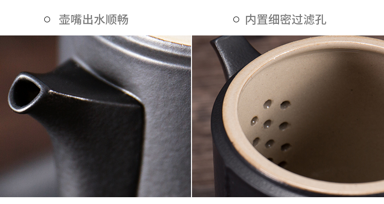 Japanese kung fu tea set of black suit small set of home sitting room is contracted teapot teacup tureen tea tea set