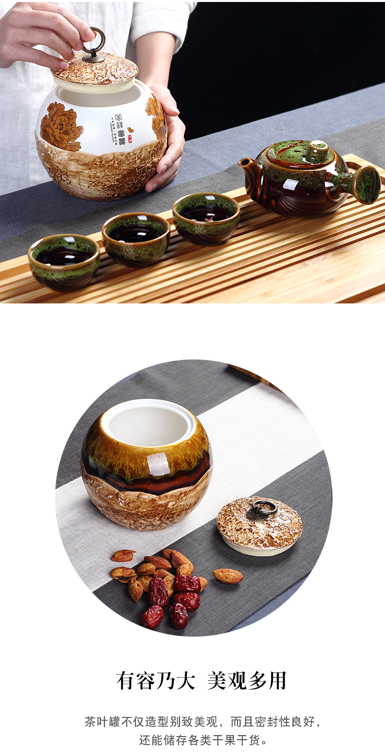 Jane stone quality, and the ceramic tea canister glaze circular storage POTS general tea pot a large receive with cover by hand