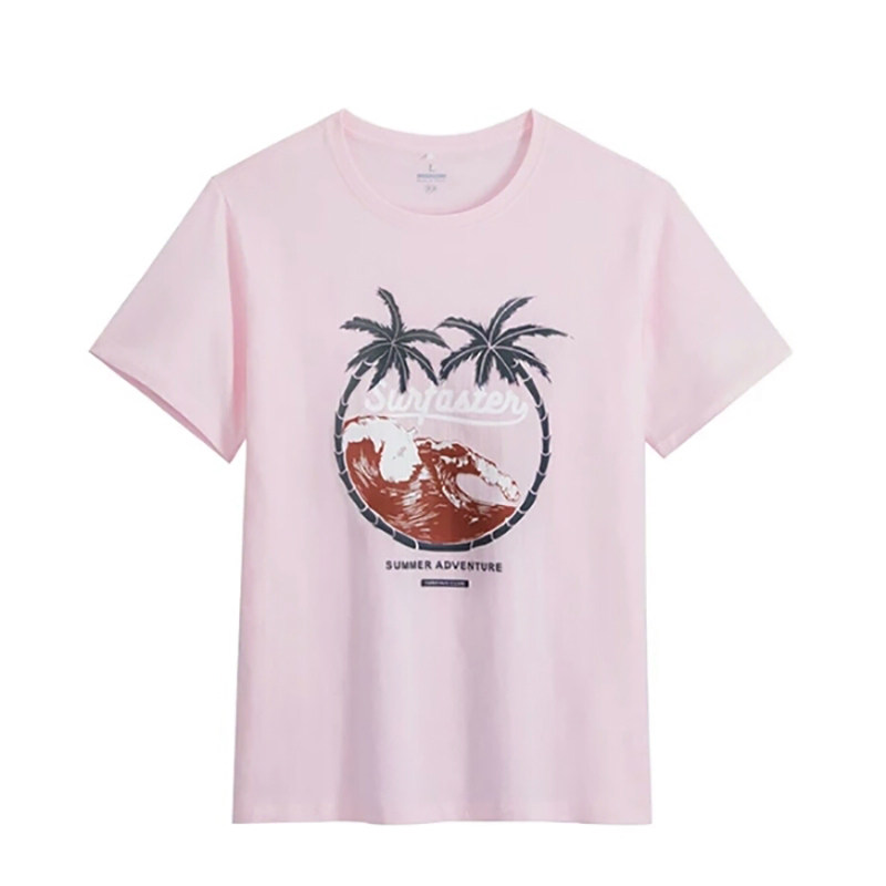 Loose beach knitwear trend round neck short sleeve men's cotton printing T-shirt summer personality seaside vacation top