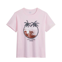 Loose beach knitwear trend round neck short sleeve mens cotton printing T-shirt summer personality seaside vacation top