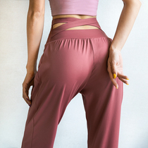Yoga pants womens loose summer thin high waist thin drawstring sports pants running quick-drying fitness pants to wear outside