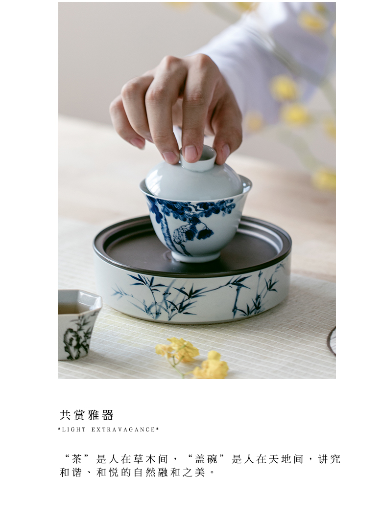 Restoring ancient ways in self - "appropriate content of jingdezhen tureen buttonwood hand - made manual single CPU use ceramic tea set