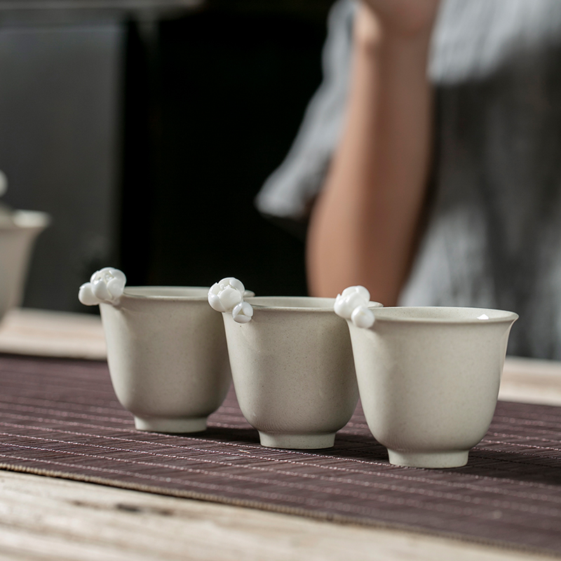 The Self - "appropriate content of jingdezhen plant ash sample tea cup tea cups carving kung fu tea cups Japanese contracted