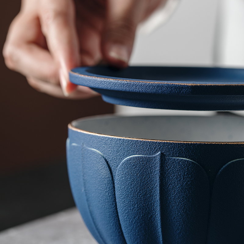 Jingdezhen dumb light blue ribbon on kung fu tea cups of water to wash in hot water jar kung fu fighting dry tea accessories