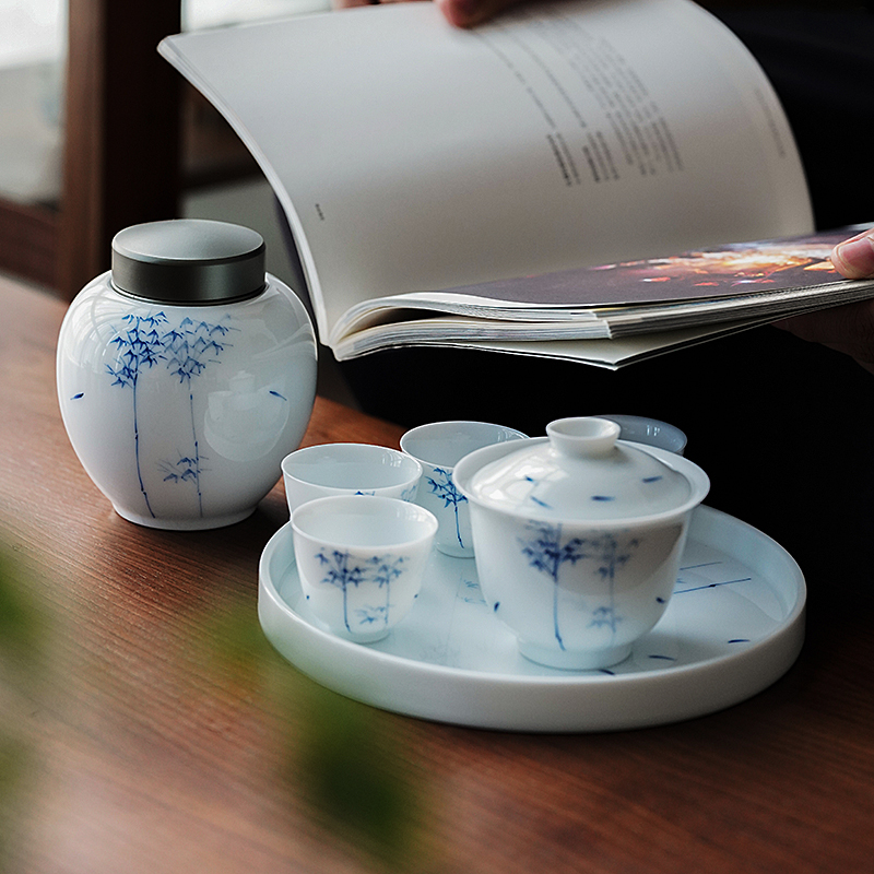 Jingdezhen hand - made ceramic pot pot caddy fixings ceramic POTS sealed tank sealing small portable storage tea tin