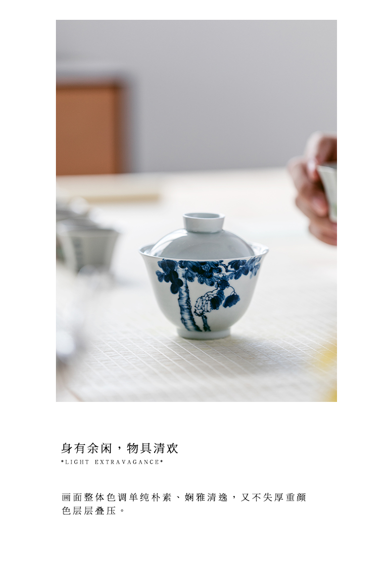 Restoring ancient ways in self - "appropriate content of jingdezhen tureen buttonwood hand - made manual single CPU use ceramic tea set