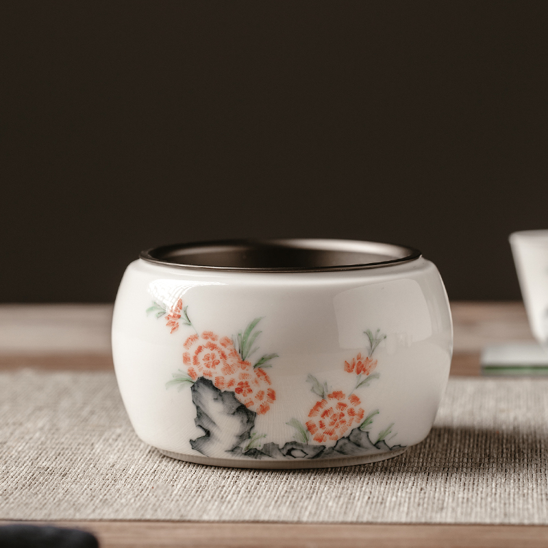 The Self - "appropriate content of jingdezhen hand - made built in hot water bucket tin cover water jar tea cup washing dry wash tea accessories kung fu