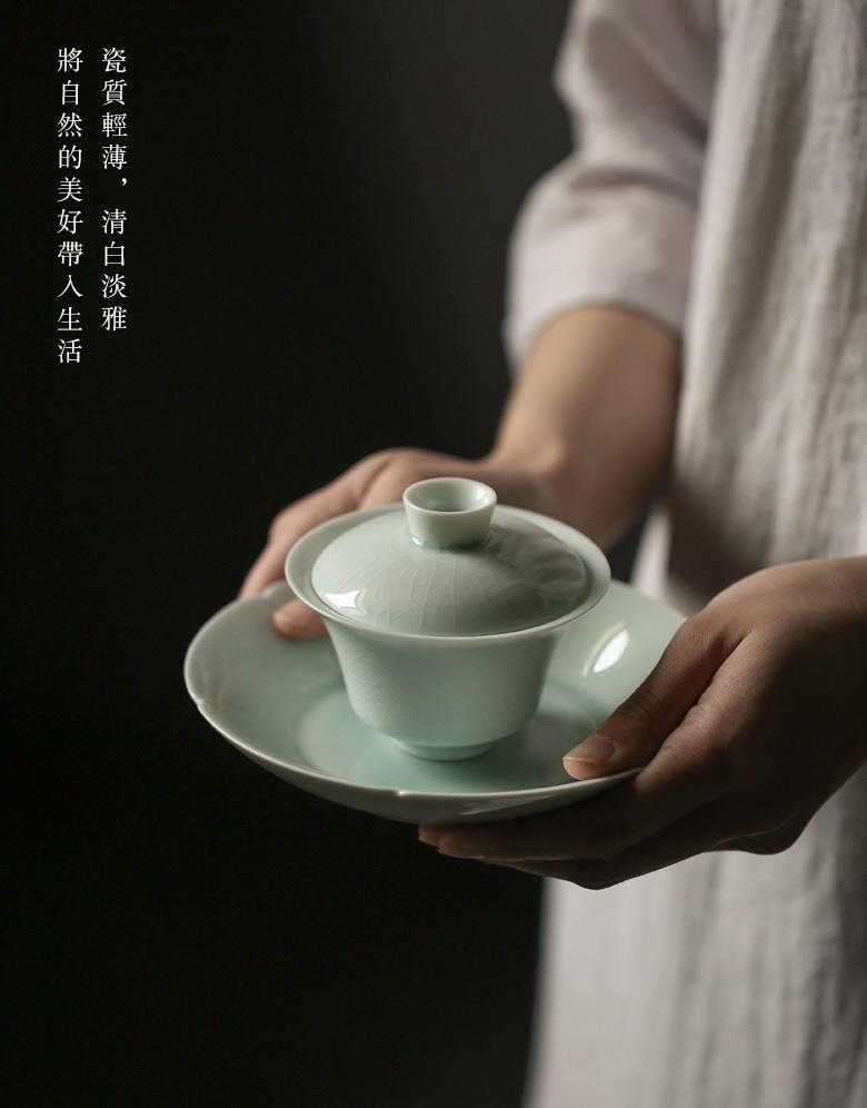 Tureen jingdezhen only three cups of kung fu tea Japanese them thin body large pure manual bowl tea tea