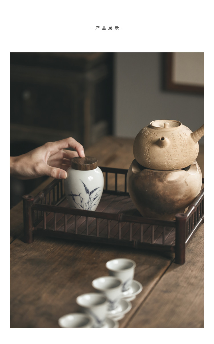 Japanese ebony cover small caddy fixings sealing ceramic tea pot home to restore ancient ways small POTS of tea storage tanks