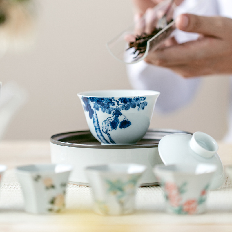 Restoring ancient ways in self - "appropriate content of jingdezhen tureen buttonwood hand - made manual single CPU use ceramic tea set