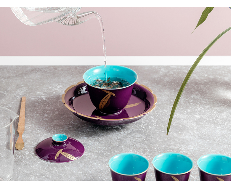 The Self - "appropriate content tureen gold feather platycodon grandiflorum purple jingdezhen single ceramic cups kung fu suit make tea bowl
