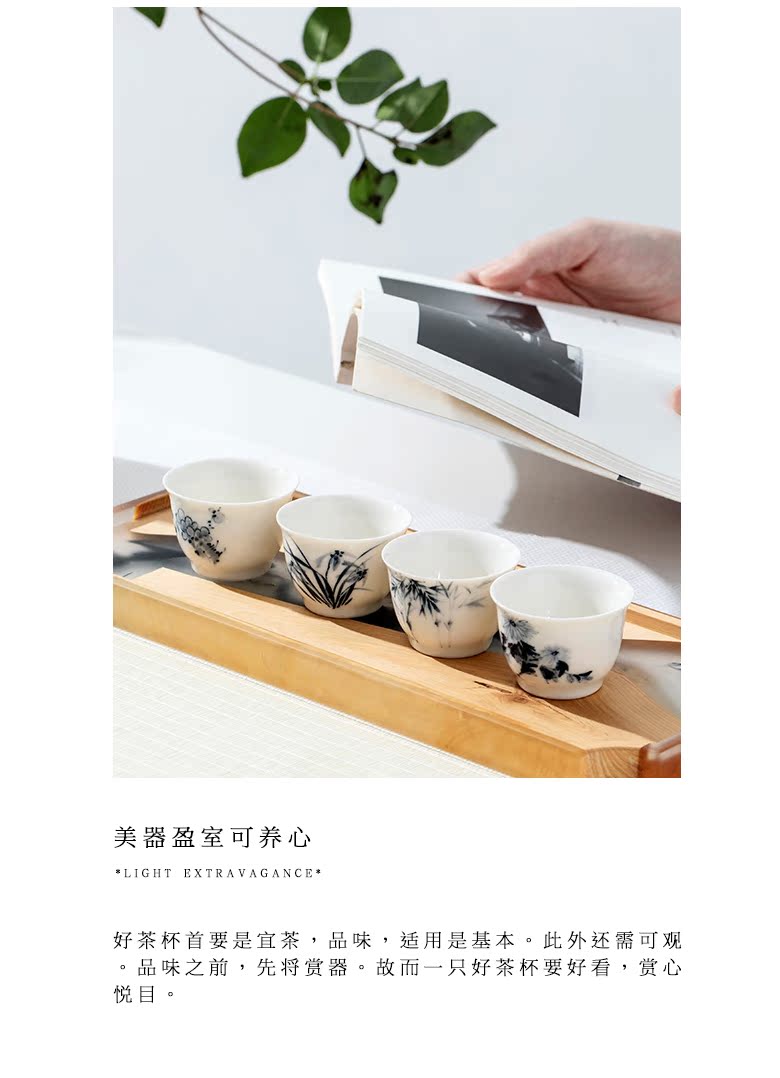 The Self - "appropriate content jingdezhen blue and white sample tea cup hand - made ceramic cups tea retro kung fu tea set