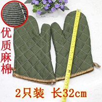 Baking gloves high temperature resistant thickened anti-scalding kitchen heat-resistant insulation hanging ironing machine microwave oven pure cotton protection