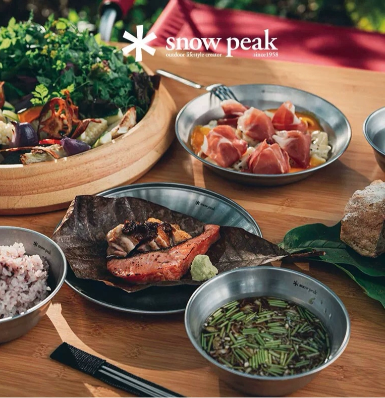 Japanese-Made Snow Peak Tableware Snow Peak Tw-021Tw-021F Outdoor Stainless Steel Dinner Plate Family Set