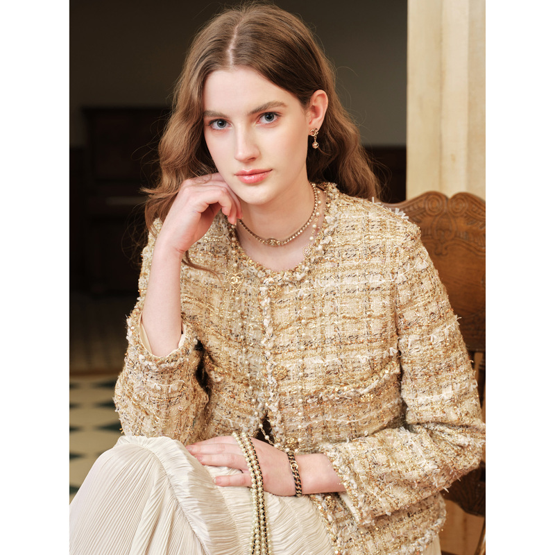 Island Breeze "Gilded Little Fragrance" French Imported Jules Tournier Tweed Little Fragrance Style Jacket