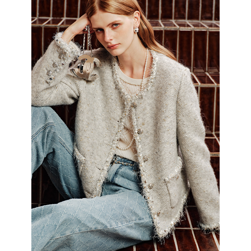Little Island Breeze "Mermaid Chanel 2.0" Italian Moessmer Classic Fish Scale Tweed Chanel Jacket