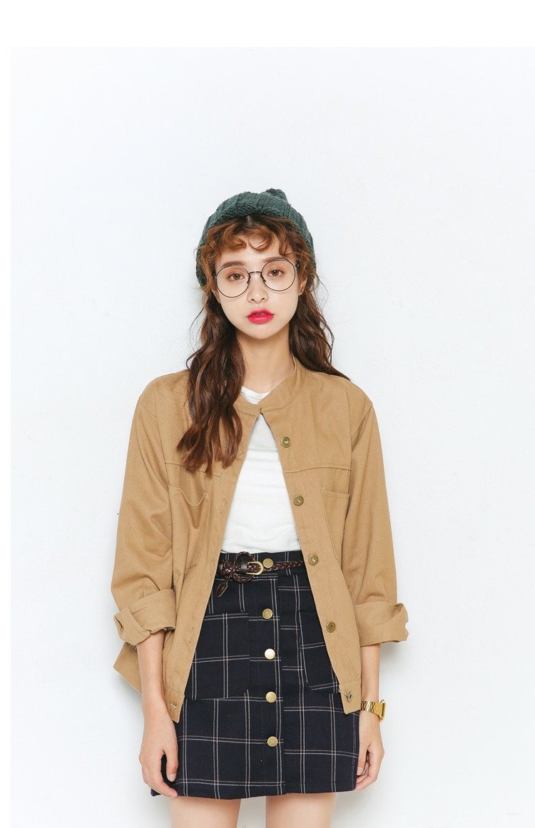 Phiên bản Hàn Quốc của sinh viên đại học lộng gió ngắn Harajuku retro hoang dã Nhật Bản áo khoác mùa thu của phụ nữ áo phao lông vũ nữ