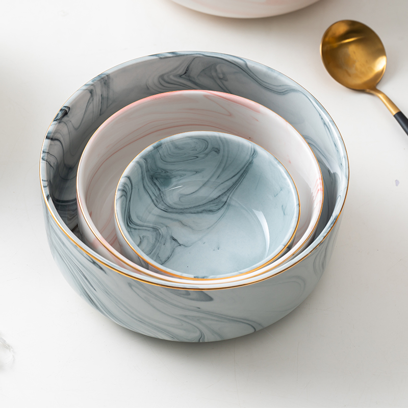 Nordic ceramic marble soup bowl of salad bowl of thick soup bowl with rice bowls mercifully rainbow such use creativity tableware breakfast dishes