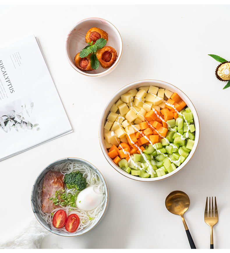 Nordic ceramic marble soup bowl of salad bowl of thick soup bowl with rice bowls mercifully rainbow such use creativity tableware breakfast dishes