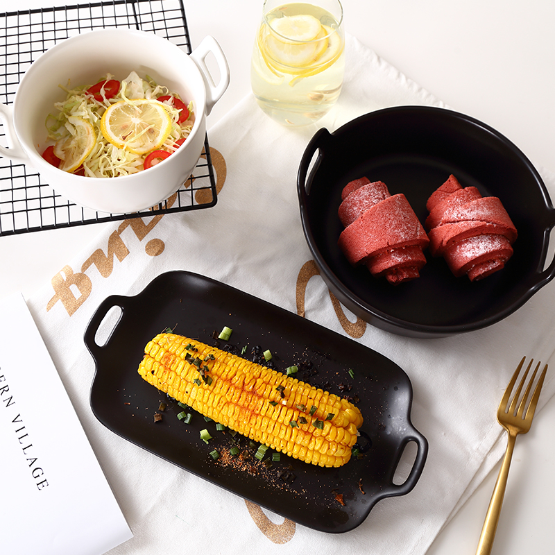 Large creative ear plate of fruit salad bowl household Japanese - style tableware ceramic bowl rainbow such use boiled fish bowl