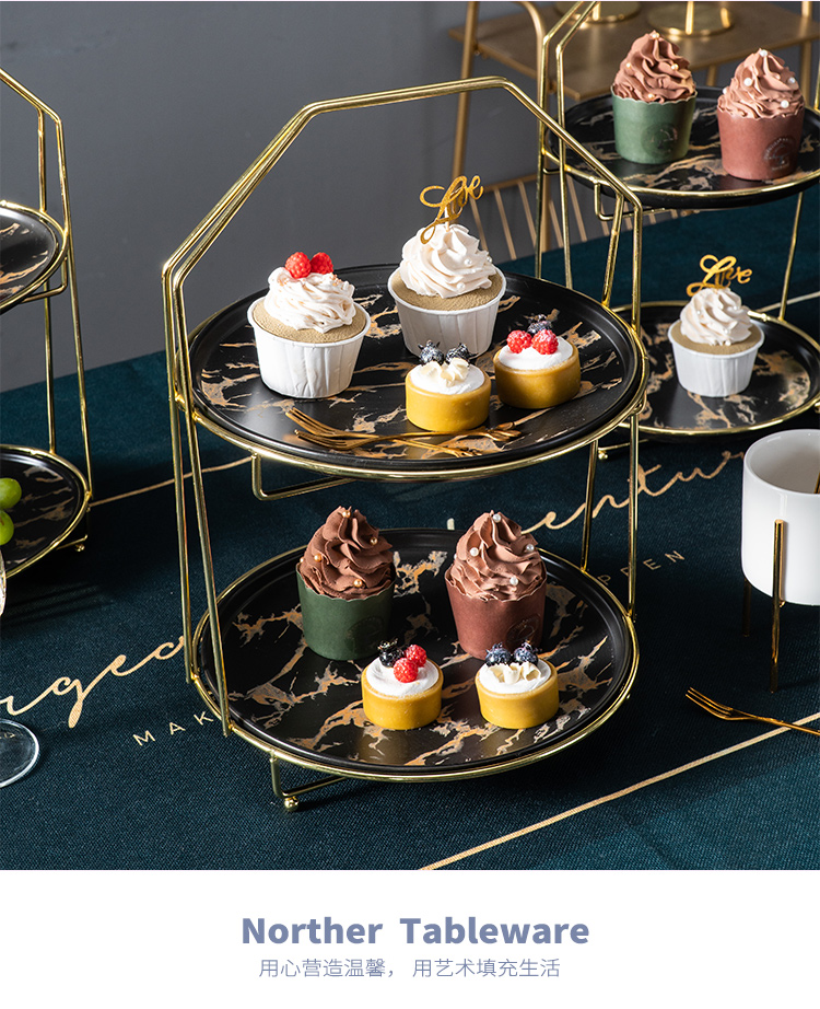 Nordic afternoon tea heart cake home ceramic cake double fruit bowl multilayer snack tray was dessert