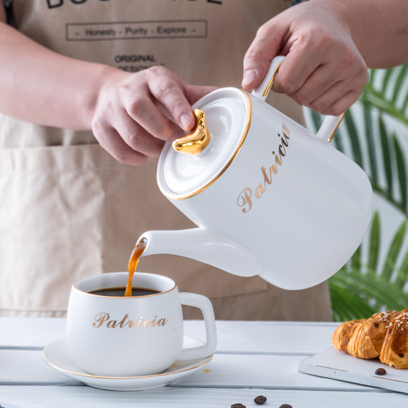 British light coffee cup suit European key-2 luxury simple afternoon tea tea set with creative household porcelain cup with a plate