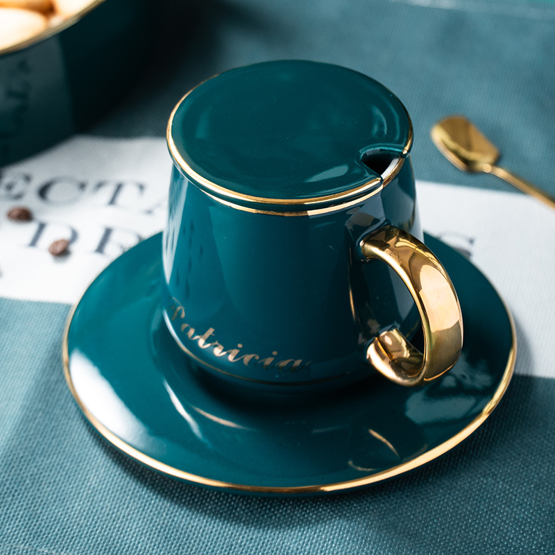 Small European - style key-2 luxury coffee cup sets of high - grade ceramic English afternoon tea cup home elegant Christmas gift box