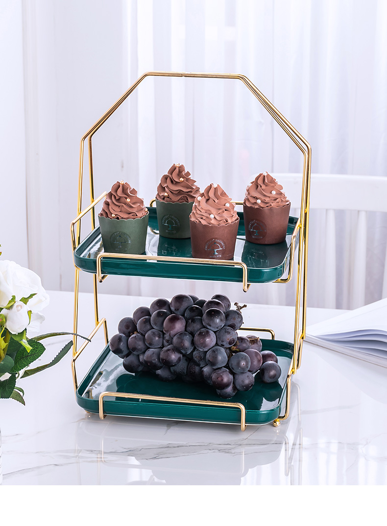 Ceramic fruit bowl Europe type double snack plate cake multi - layer cake display creative candy tray was sitting room