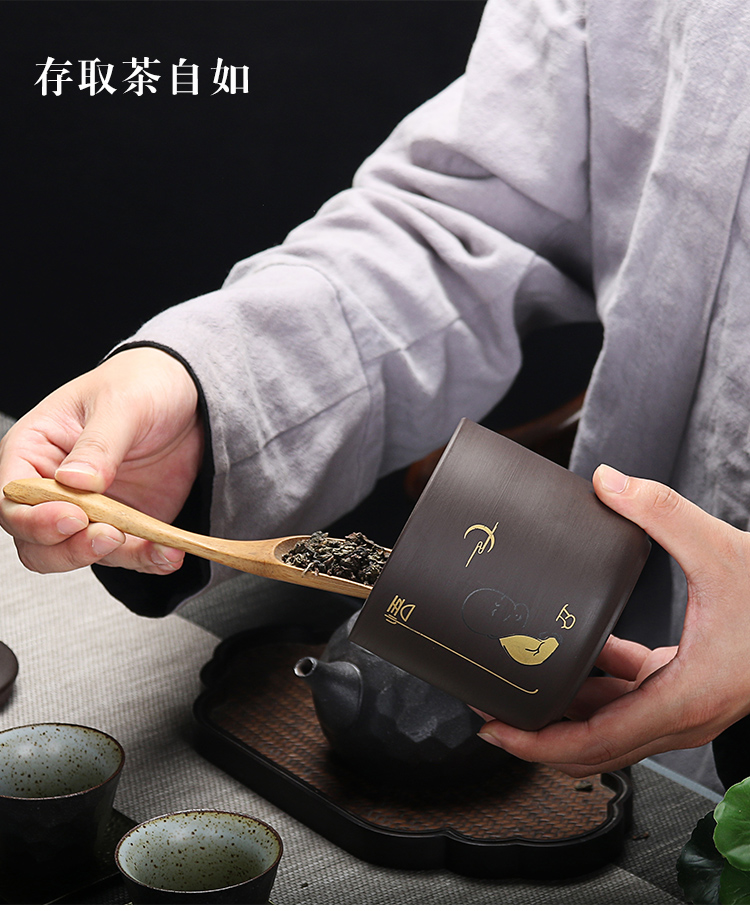 Caddy fixings ceramic seal pot small deposit tea storage jar with violet arenaceous portable tea Caddy fixings tea custom