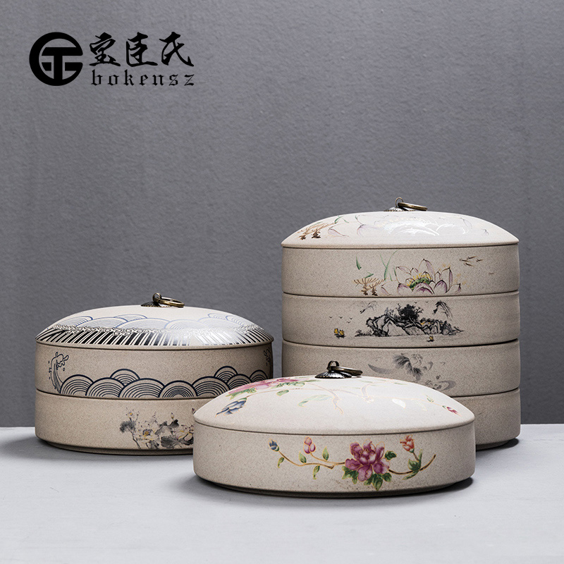 Puer tea cake tea pot ceramic seal tank storage POTS receive a case size and white tea box of household