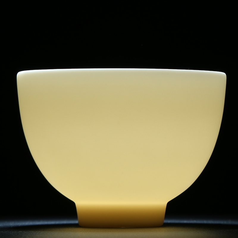 Dehua white porcelain biscuit firing without glaze 】 【 suet jade kung fu tea cups hat cup single ceramic tea cup master CPU