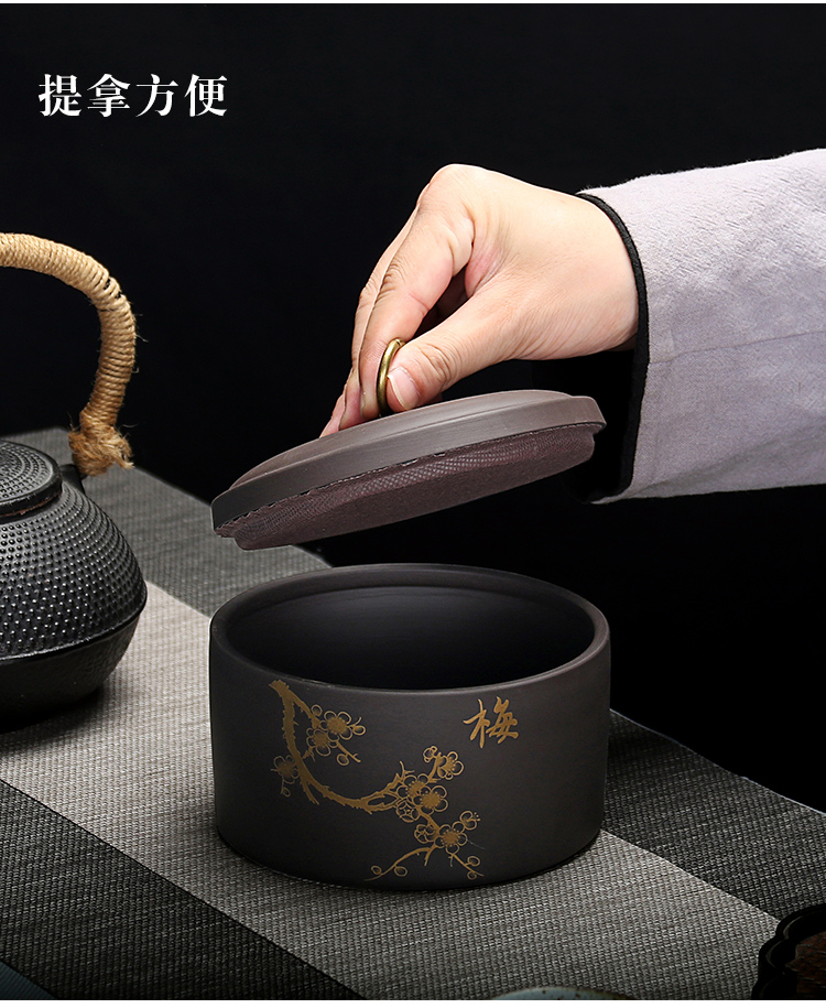 Treasure minister 's purple sand tea pot, coarse pottery seal storage tank ceramics pu' er tea accessories