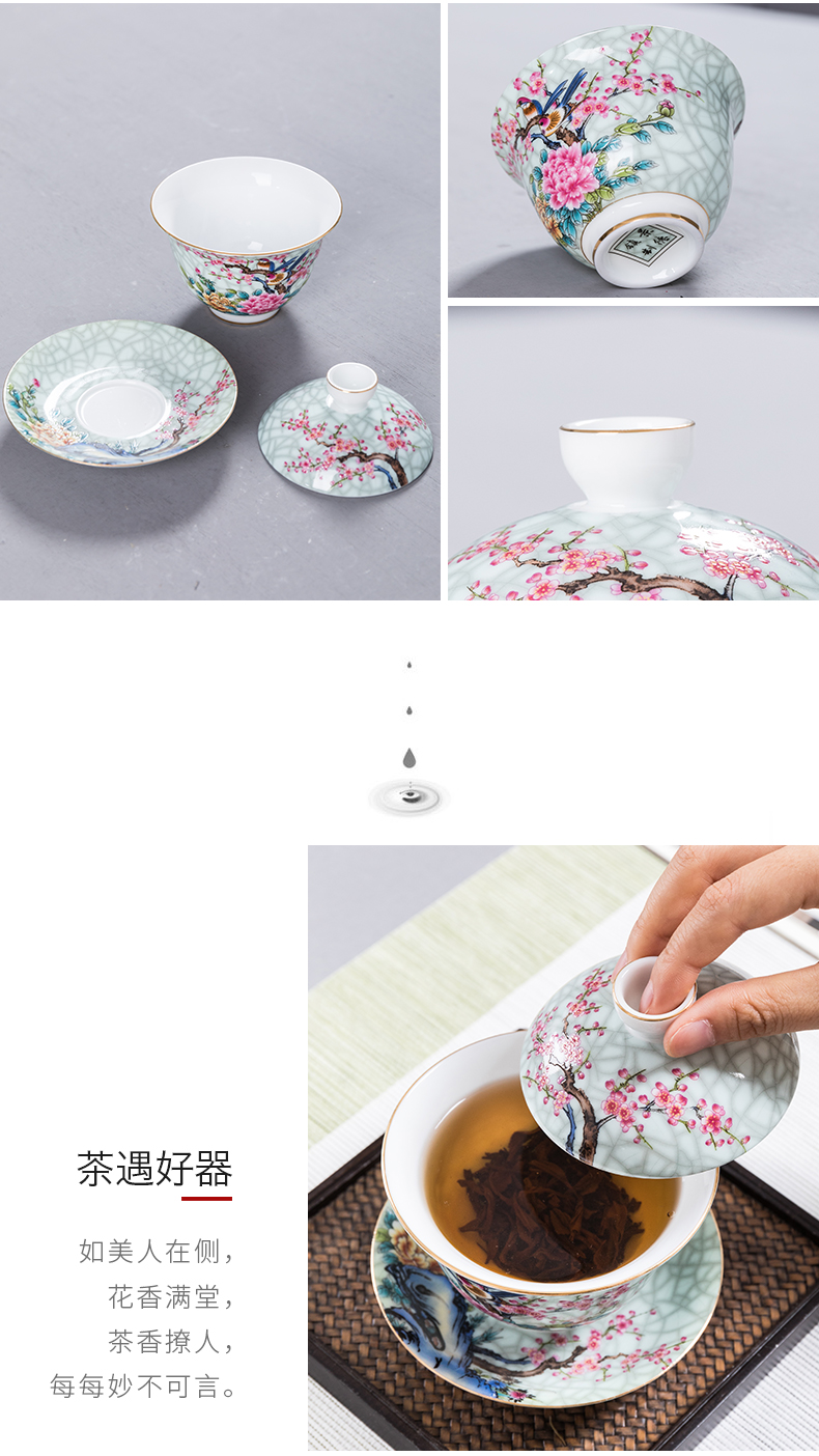 Colored enamel tureen ceramic cups three teapots only large tea sets tea tea bowl of white porcelain hand grasp pot