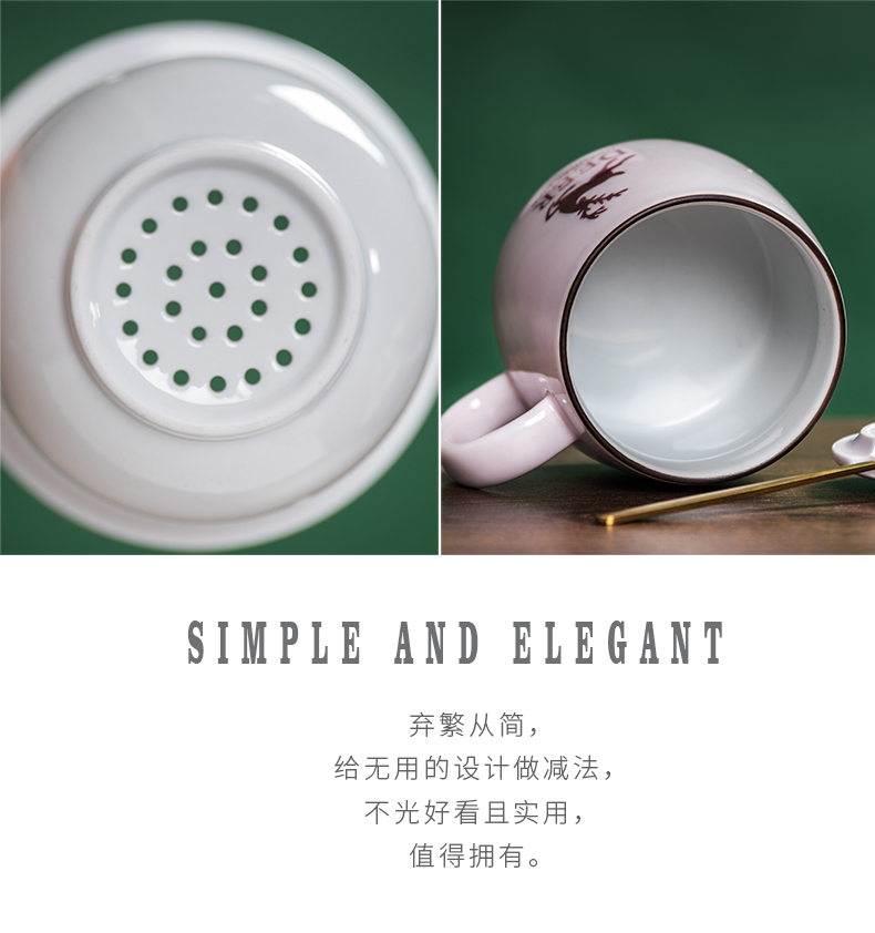 Ceramic filter with cover tea separate office household glass tea cup creative move trend for men and women