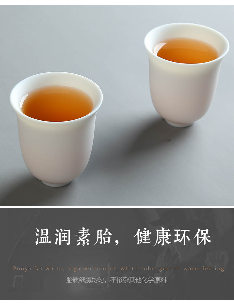 Dehua white porcelain biscuit firing without glaze 】 【 suet jade kung fu tea cups hat cup single ceramic tea cup master CPU