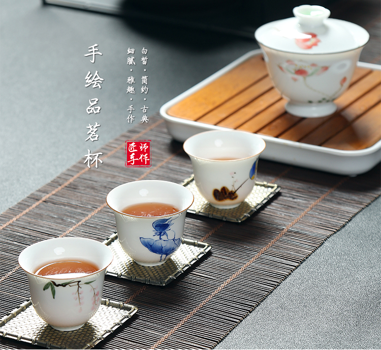 Treasure minister 's hand - made porcelain tea cups creative masters cup kung fu tea cups household contracted single CPU cups