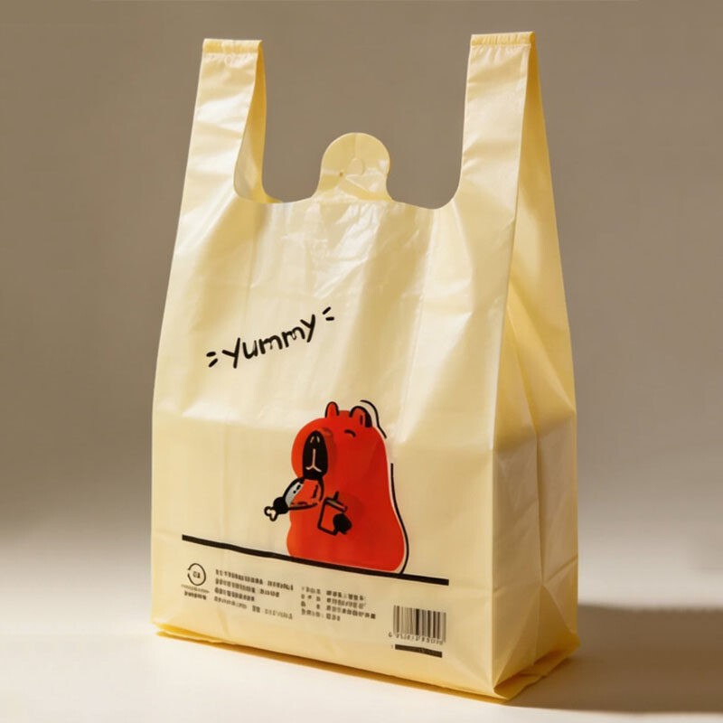 Yellow Bear Print Plastic Bag Cartoon Capybara Household Bedroom Trash Bag Tote-Style Plastic Bag Vest-Style Packaging