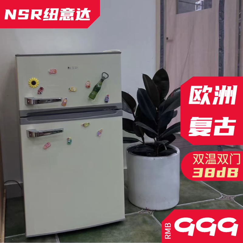 European Retro Refrigerator Breast Milk Storage Small Double Door Household Refrigerator Freezer Energy Saving Office Rental